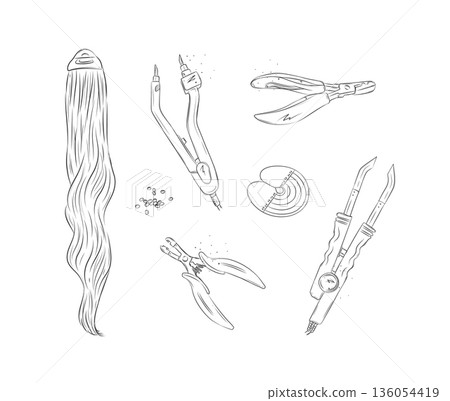 Hair extension tools for beauty salon 136054419