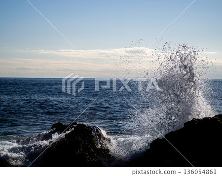 waves crashing on the sea waves crashing on the sea 136054861