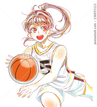 女孩打籃球時汗流浹背 女孩打籃球時汗流浹背 136055121