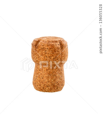 Wine cork from champagne sparkling wine isolated . Wine cork from champagne sparkling wine isolated . 136055328