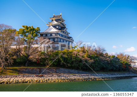 冬日里,隔著旭川河水眺望岡山城,岡山市 冬日里,隔著旭川河水眺望岡山城,岡山市 136055347
