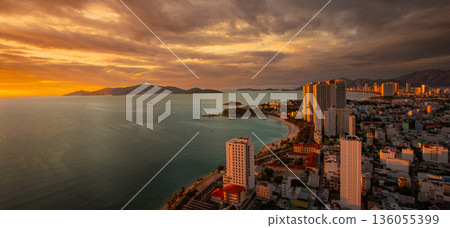 Aerial View Sunrise Nha Trang North Bay Vietnam 136055399