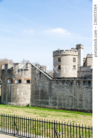 Stone buildings of the historic fortress Tower of London under bright sunlight Tower of London Stone buildings of the historic fortress Tower of London under bright sunlight Tower of London 136055564
