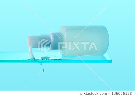 Clear cosmetic bottle with pump dispenser leaking liquid 136056138