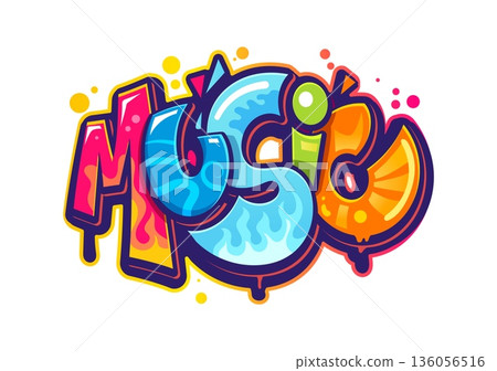 Music street graffiti, hip hop wall painting typography. Urban paint cool spray writing, ghetto music graffiti drawing vector lettering. Hip Hop wall artwork text or typography with dripping paint Music street graffiti, hip hop wall painting typography. Urban paint cool spray writing, ghetto music graffiti drawing vector lettering. Hip Hop wall artwork text or typography with dripping paint 136056516