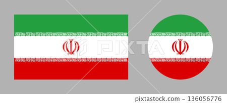 National Flag of Iran rectangle, circle icon. Iran flag round, rectangular symbol. Button, banner, badge. Set of National signs of Iran. National Flag of Iran rectangle, circle icon. Iran flag round, rectangular symbol. Button, banner, badge. Set of National signs of Iran. 136056776