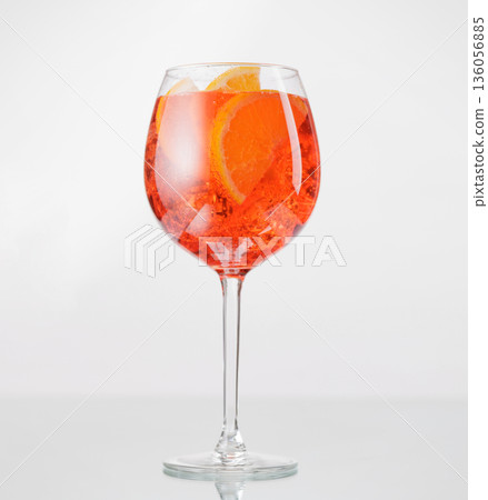 Aperol spritz cocktail with orange slice and ice Aperol spritz cocktail with orange slice and ice 136056885
