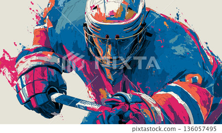 Ice hockey graphic art effect poster. Ice hockey dynamic multicolor graphic wallpaper or banner Ice hockey graphic art effect poster. Ice hockey dynamic multicolor graphic wallpaper or banner 136057495