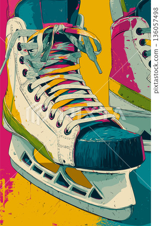 Ice hockey graphic art effect poster. Ice hockey dynamic multicolor graphic wallpaper or banner Ice hockey graphic art effect poster. Ice hockey dynamic multicolor graphic wallpaper or banner 136057498