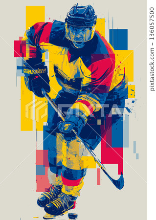 Ice hockey graphic art effect poster. Ice hockey dynamic multicolor graphic wallpaper or banner Ice hockey graphic art effect poster. Ice hockey dynamic multicolor graphic wallpaper or banner 136057500