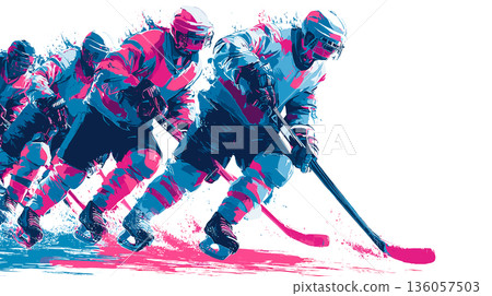 Ice hockey graphic art effect poster. Ice hockey dynamic multicolor graphic wallpaper or banner Ice hockey graphic art effect poster. Ice hockey dynamic multicolor graphic wallpaper or banner 136057503