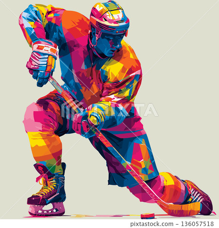 Ice hockey graphic art effect poster. Ice hockey dynamic multicolor graphic wallpaper or banner Ice hockey graphic art effect poster. Ice hockey dynamic multicolor graphic wallpaper or banner 136057518