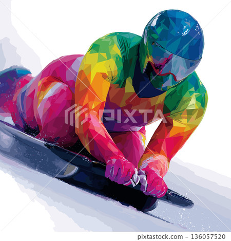 Luge graphic art effect poster. Luge dynamic multicolor graphic wallpaper or banner 136057520