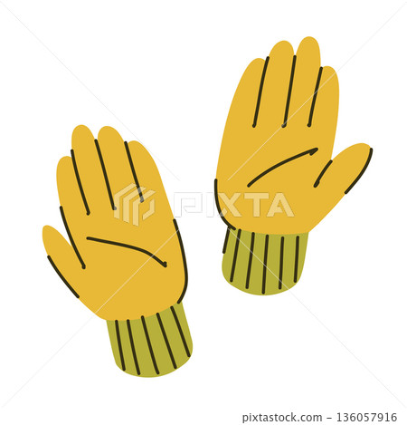 Gardening yellow elastic gloves for gardening with light green cuffs, work protective equipment Gardening yellow elastic gloves for gardening with light green cuffs, work protective equipment 136057916