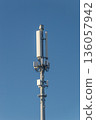 Detail of GSM station on blue background. 136057942