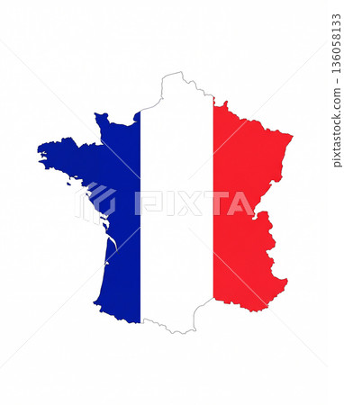 Map and flag of France on a white background Map and flag of France on a white background 136058133