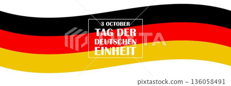 October 3, german unity day. Vector background with german flag in simple style, icon. National holiday of germany. Unity day greeting card October 3, german unity day. Vector background with german flag in simple style, icon. National holiday of germany. Unity day greeting card 136058491