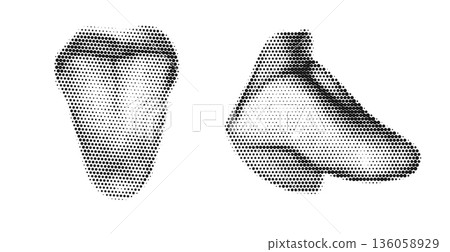 Retro vector illustration featuring multiple human tongues in halftone dotted pop art style 136058929