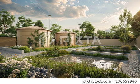 Massive Industrial Rainwater Harvesting Aerial view 136058960