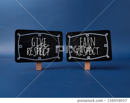 The image displays two small chalkboards with a motivational message about respect. The image displays two small chalkboards with a motivational message about respect. 136059037