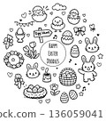 Cute Easter Doodle Line Art Collection. Hand drawn elements 136059041