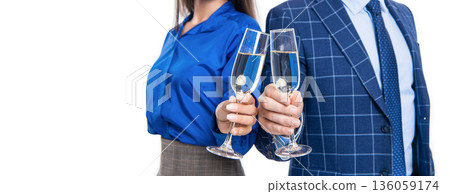 Business partner attending event at convention center. Celebrating their victory. Businesspeople drinking champagne socializing. Businesspeople making toast celebrating office party. Best team Business partner attending event at convention center. Celebrating their victory. Businesspeople drinking champagne socializing. Businesspeople making toast celebrating office party. Best team 136059174