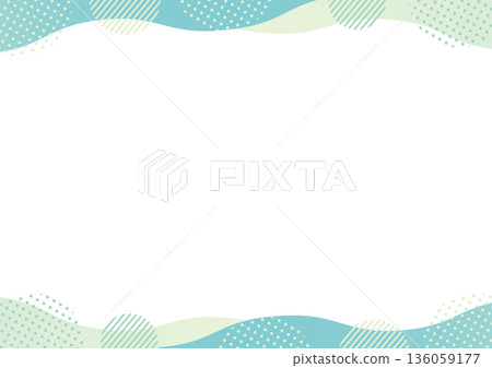 Round geometric pattern of dots and stripes and curved upper and lower frames_Blue Round geometric pattern of dots and stripes and curved upper and lower frames_Blue 136059177