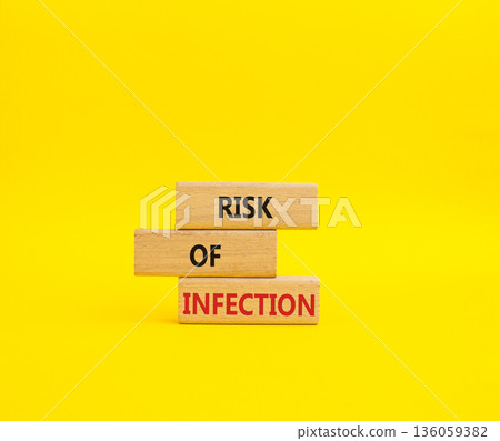 Risk of Infection symbol. Wooden blocks with words Risk of Infection. Beautiful yellow background. Medicine and Risk of Infection concept. Copy space. Risk of Infection symbol. Wooden blocks with words Risk of Infection. Beautiful yellow background. Medicine and Risk of Infection concept. Copy space. 136059382