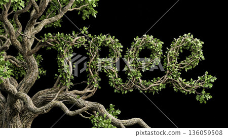 Tree word formed by the tree branches and leaves. World Tree Day 136059508