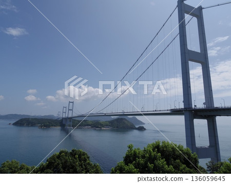 A view of the calm sea and the bridge connecting the islands A view of the calm sea and the bridge connecting the islands 136059645