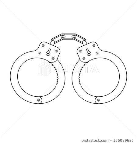 WebBlack white handcuffs line drawing police security law enforcement 136059685