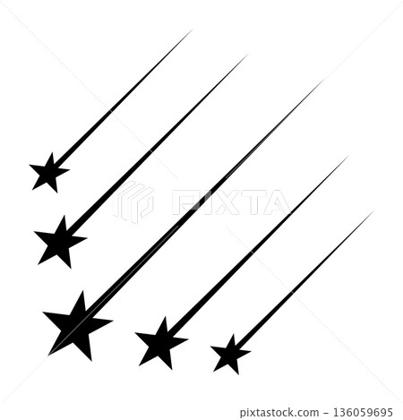 Stylized meteors with trails creating perspective depth and cosmic movement Stylized meteors with trails creating perspective depth and cosmic movement 136059695