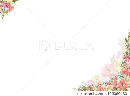Pink flower frame background - elegant A4 landscape design with plenty of white space 136060480