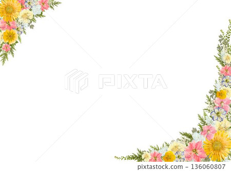 彩色花卉邊框背景 - A4 橫向設計 136060807