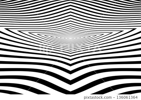 Black and White Lines Pattern with 3D Illusion Effect. Black and White Lines Pattern with 3D Illusion Effect. 136061364