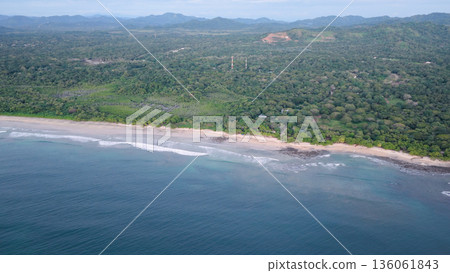 Avellanas Beach Costa Rica tropical coastline aerial view Avellanas Beach Costa Rica tropical coastline aerial view 136061843