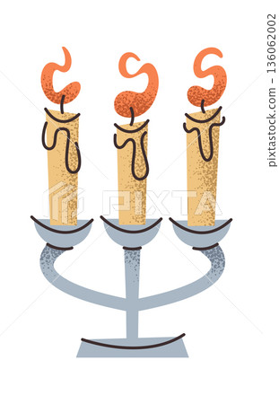 Candlestick with three burning candles 136062002