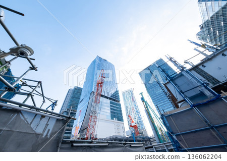 Redevelopment is underway at the construction site of Shibuya Station 136062204