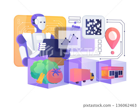 Blockchain Supply Chain abstract concept vector illustration. Blockchain Supply Chain abstract concept vector illustration. 136062463