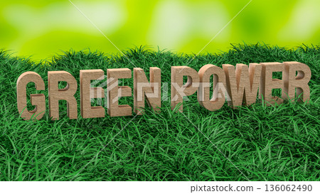 Green Power Sustainable Energy Concept Background 3d render. 136062490