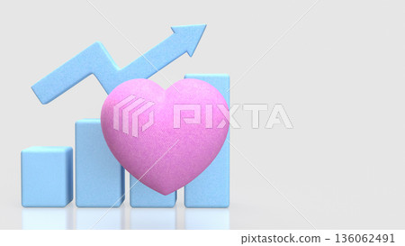Emotional Growth Business Success Heart Chart Concept 3d render. Emotional Growth Business Success Heart Chart Concept 3d render. 136062491