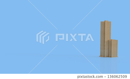 Minimal Wooden Skyscraper Architecture Concept Background 3d render. 136062509