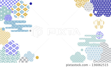 Colorful Japanese pattern background illustration for winter season 136062515
