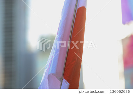 【日本國旗】在冬日天空飄揚的國旗 136062626