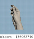 Trendy vintage collage conception with reaching hand symbol. Halftone illustration of human hand grabbing and interaction gesture in retro pop art style. Vector illustration. 136062740