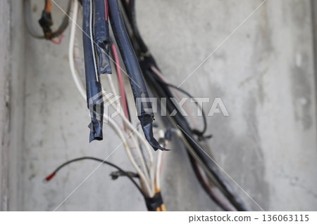 Exposed electrical cable terminations. Exposed electrical cable terminations. 136063115