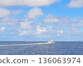 Image of a boat speeding through the ocean in Okinawa in midsummer 136063974