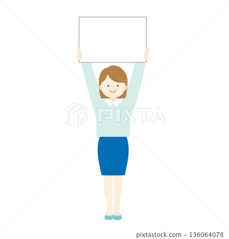 一位女士用翻板講解的全身插圖 - 指導/教育 10 一位女士用翻板講解的全身插圖 - 指導/教育 10 136064078