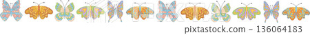 Groovy y2k butterfly border pattern with colorful and psychedelic style. retro and nature elements combine as a vibrant pattern, ideal for modern projects or wallpaper designs. Groovy y2k butterfly border pattern with colorful and psychedelic style. retro and nature elements combine as a vibrant pattern, ideal for modern projects or wallpaper designs. 136064183
