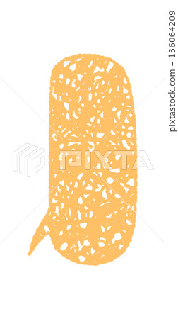 Hand drawn yellow chalk speech bubble in organic rectangle shape. This sketch bubble is ideal as a chat message or comment graphic, with playful style for creative communication and text 136064209